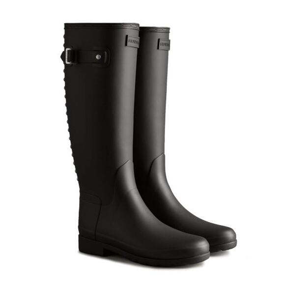 New Hunter Refined Tall Back Studded Boots in Black size 10 - Picture 1 of 9